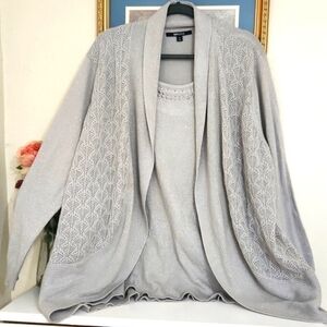 Sparkling Cardigan Cami Sophisticated Career Fall Lagenlook Coastal Metalic 3X